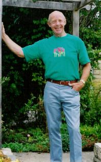 Barry Groves in his garden, June 2003
